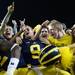 Michigan wide receiver Drew Dileo celebrates with fans in the student section after Michigan beat Notre Dame 41- 30 at Michigan Stadium on Saturday, September 7, 2013. Melanie Maxwell | AnnArbor.com